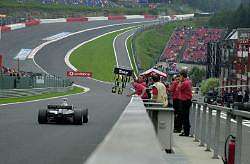 The Eau Rouge corner - it is much steeper than you might think. Image by PSM. Click here for a larger image.