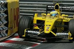 Giancarlo Fisichella had the measure of the Renault in front at the end of the race, but there was no way past - still a good result for Jordan though. Image by Jordan. Click here for a larger image.