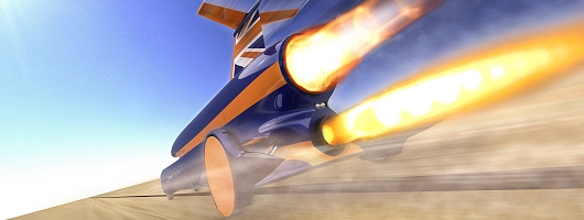 Land speed record car gets Eurofighter engine. Image by Bloodhound.