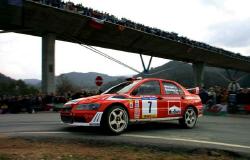 Francois Delecour, Mitsubishi Lancer WRC 2002, 9th place. Image by Mitsubishi. Click here for a larger image.