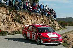 Francois Delecour, Mitsubishi Lancer WRC 2002, 7th place. Image by Mitsubishi. Click here for a larger image.