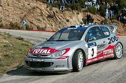 Giles Panizzi, Peugeot 206 WRC 2002, 1st place. Image by Peugeot. Click here for a larger image.