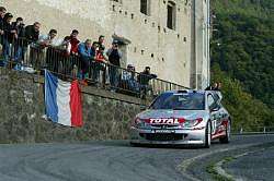 Giles Panizzi, Peugeot 206 WRC, 1st place. Image by Peugeot. Click here for a larger image.