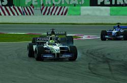 Ralf Schumacher in action in Sepang in 2001. Juan Pablo seems to be outshining the German so far this year. Image by Williams. Click here for a larger image.