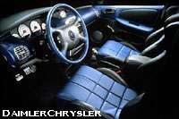 The sporty interior of the Dodge Neon SRT. Photograph by DaimlerChrysler.