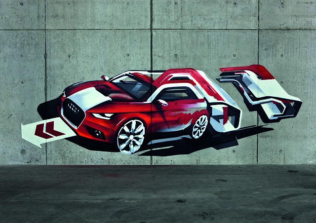 Audi sprays new A1 on a wall. Image by Audi.