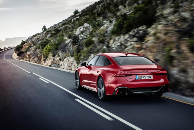 Audi’s RS 7 comes with 600hp V8 turbo. Image by Audi AG.