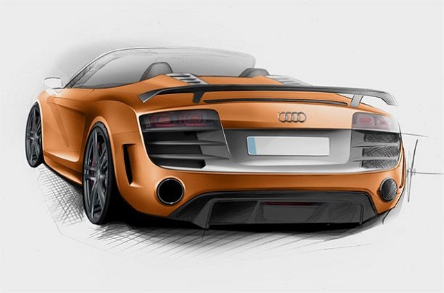 Audi teases R8 GT Spyder. Image by Audi.