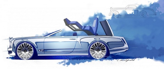 Sketch outlines future Bentley convertible. Image by Bentley.