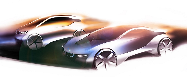 BMW introduces i3 and i8 electric cars. Image by BMW.