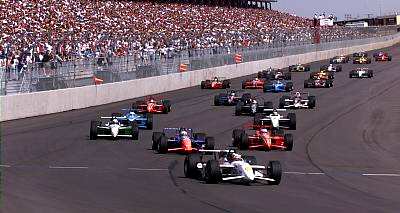 Papis leads into the first corner - the race was not to be his