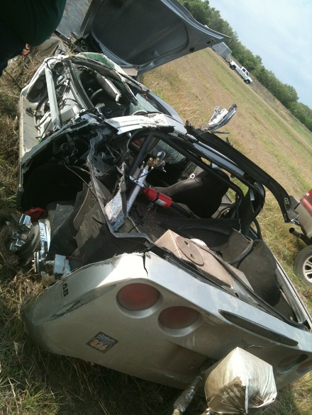 Corvette survives 230mph roll. Image by .