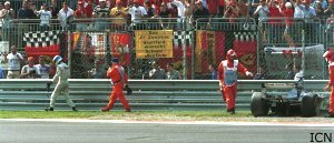 Hakkinen parks his McLaren again