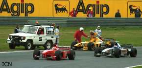 Frentzen had the race under control until his Jordan broke down - not a regular occurrance