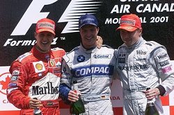 2002 Canadian GP podium. Photograph by Eileen Buckley. Click here for a larger image.