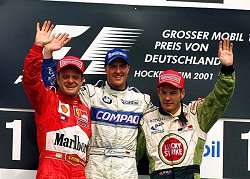 The podium of the 2001 German GP. Image by Eileen Buckley.