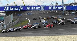 The more controlled start of the 2002 European GP. Photograph by Eileen Buckley. Click here for a larger image.