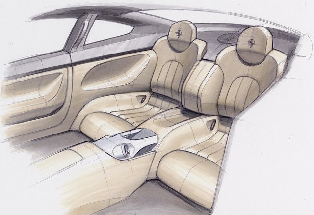 2004 Ferrari 2+2 design sketch. Image by Ferrari.