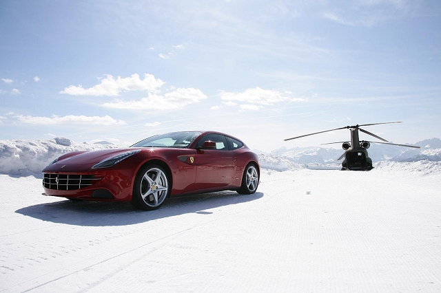 Alen rallies the Ferrari FF in snow. Image by Ferrari.