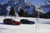 Ferrari's F1 drivers race in the Ferrari FF on snow. Image by Ferrari.