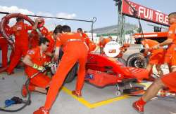 Ferrari are adamant that they are not relaxing - this is the team at Japan practising. Picture by Ferrari.