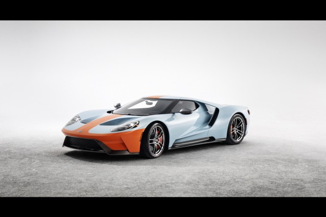 Ford dresses GT in iconic Gulf colours. Image by Ford.