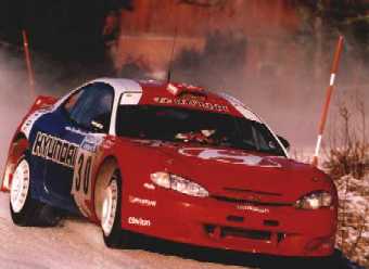 The Hyundai Coupe in action in Sweden