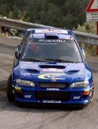 Richard Burns in action in San Remo in the 2000 WRC. Photograph by Colin Courtney.