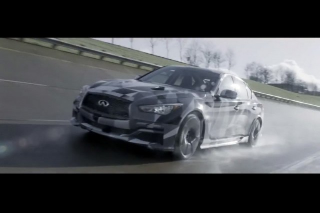 F1 champ puts hot Q50 through paces. Image by Infiniti.