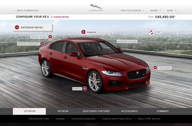 Jaguar launches XE configurator. Image by Jaguar.