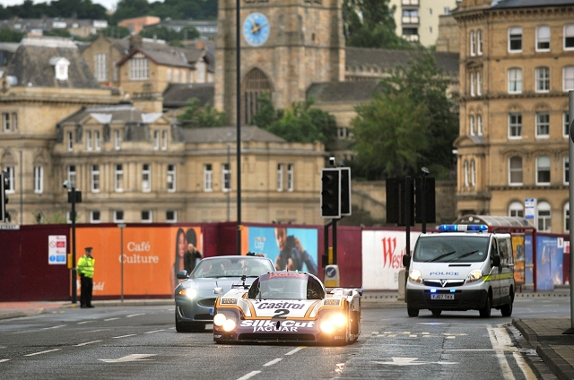 Jaguar XJR-9LM blasts through Bradford. Image by Jaguar.