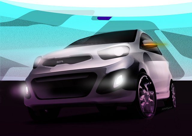 Sketchy Kia Picanto revealed. Image by Kia.