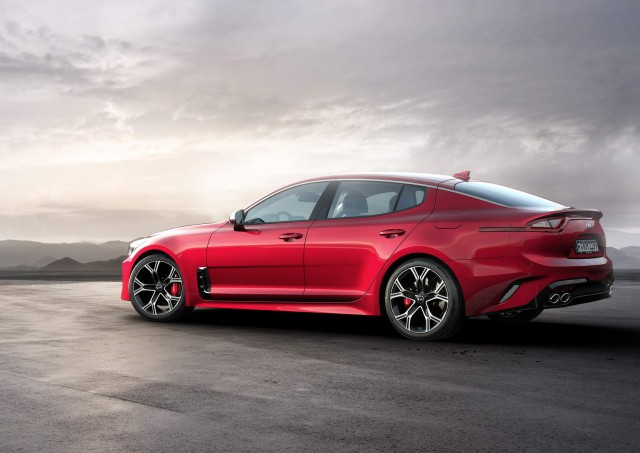 Kia's new range topper, the Stinger GT. Image by Kia.