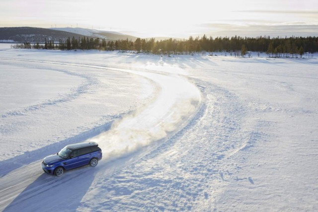 Silverstone on ice: Range Rover SVR's cold laps. Image by Land Rover.