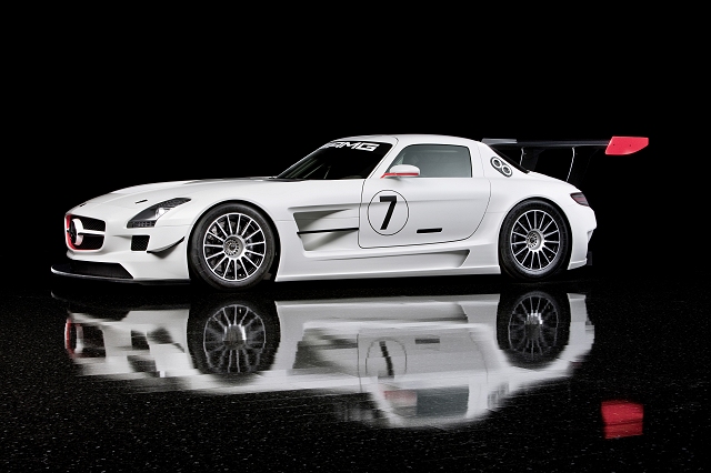 Gullwinged SLS AMG racer unveiled. Image by Mercedes-Benz.