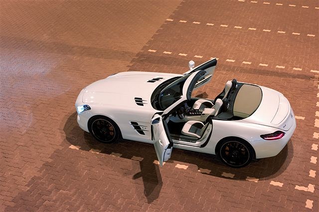 Gullwings clipped to create SLS AMG Roadster. Image by Mercedes-Benz.