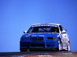 Steve Pferrer came 2nd in the Speedvision Touring race in his BMW. Picture by Mike Veglia.