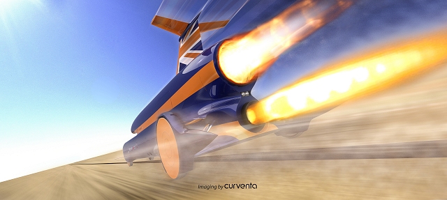 Land speed record car gets Eurofighter engine. Image by Bloodhound.