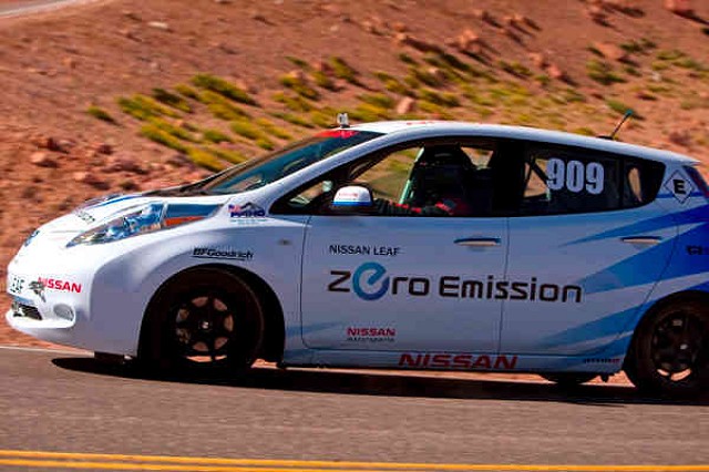 LEAF wins at Pikes Peak. Image by Nissan.