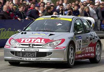 Click here for Andrew Frampton's preview of the 2002 Rally Catalunya. Image by Peugeot.