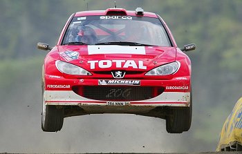 Marcus Gronholm stamped his authority on the Rallye New Zealand in his Peugeot 206. Image by Peugeot.