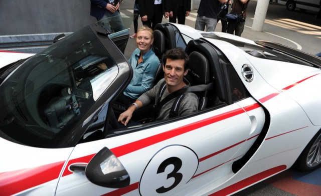 Webber takes Shazza for joy ride. Image by Porsche.