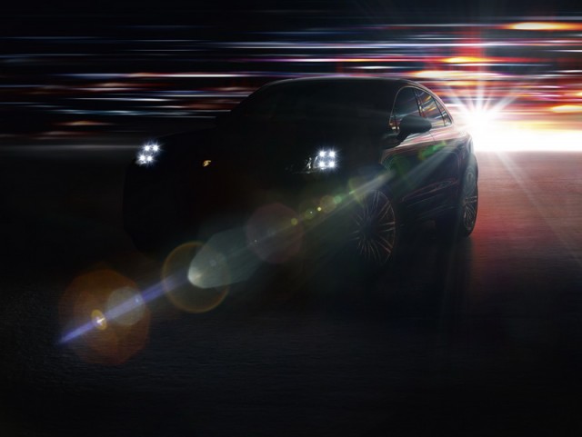 Porsche Macan teased. Image by Porsche.