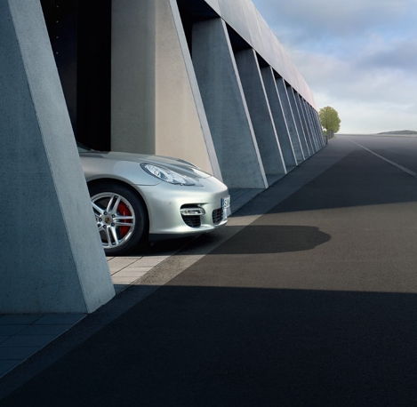 Panamera noses out. Image by Porsche.