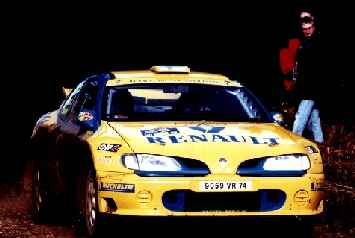 Tapio Laukkanen in action in the dominant Renault Megane Maxi