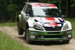 2012 Skoda Fabia S2000 rally car in action. Image by Syd Wall.