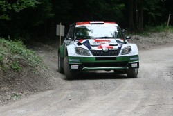 2012 Skoda Fabia S2000 rally car in action. Image by Syd Wall.