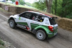 2012 Skoda Fabia S2000 rally car in action. Image by Syd Wall.