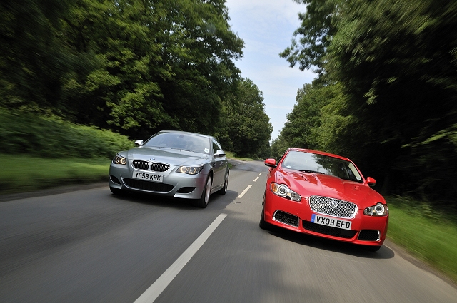 Car clash: Jaguar XFR vs. BMW M5. Image by Max Earey.