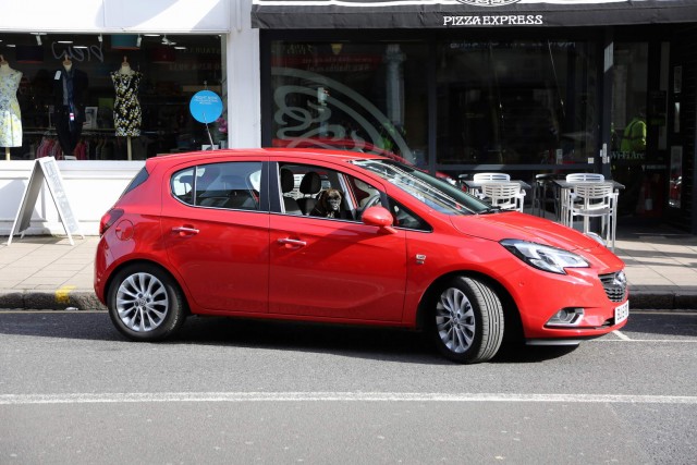Vauxhall Corsa goes parallel barking. Image by Vauxhall.
